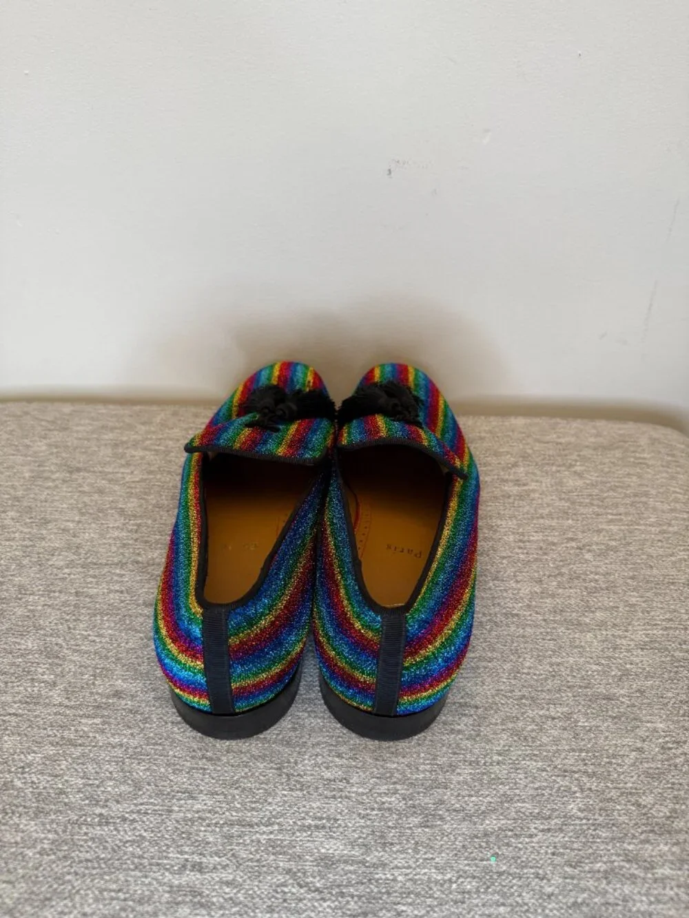 Christian Louboutin Glitter Men's Tassel Serge Officialito Flat Loafer Multi-Col